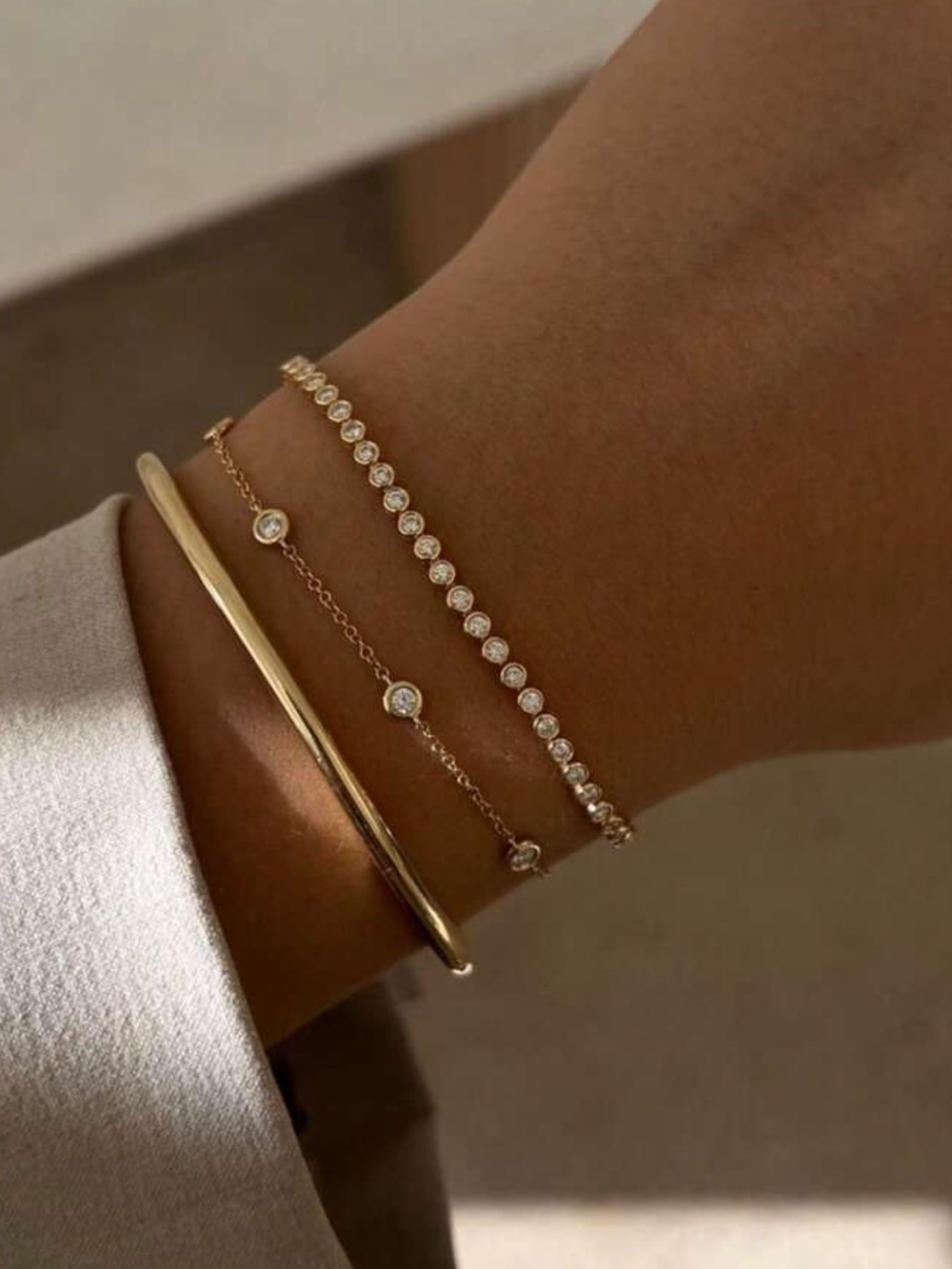 Kohl's Gold-Tone Bracelet Stack with Crystal Accents